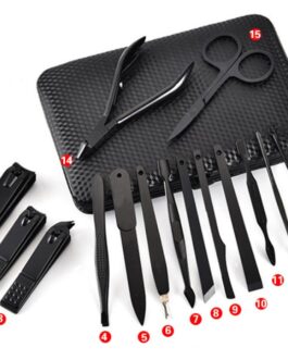 KIT Manicure di riparazione in acciaio inox. Set di bellezza 15 nail clippers high-end forbici per uso domestico